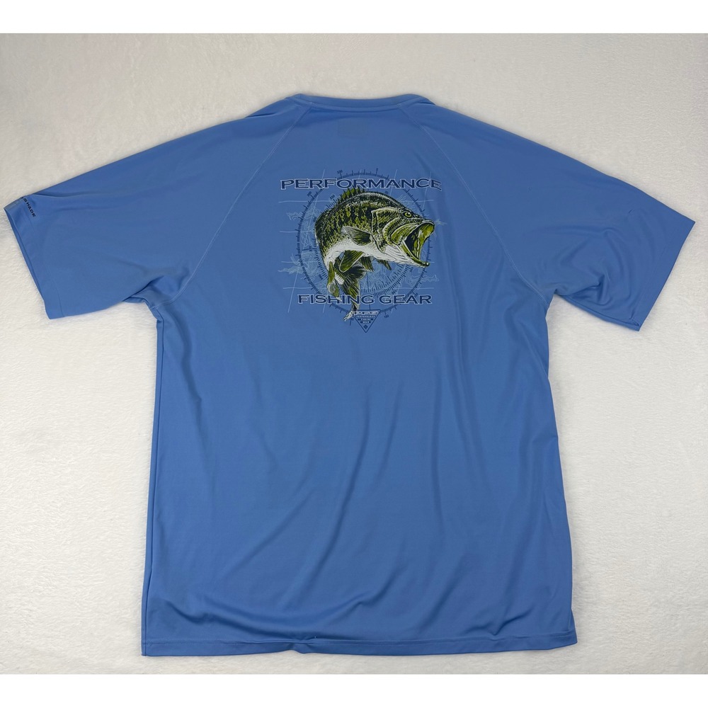 Columbia PFG Mens XXL Blue Omni-Shade Performance Fishing Shirt‎ Short Sleeve